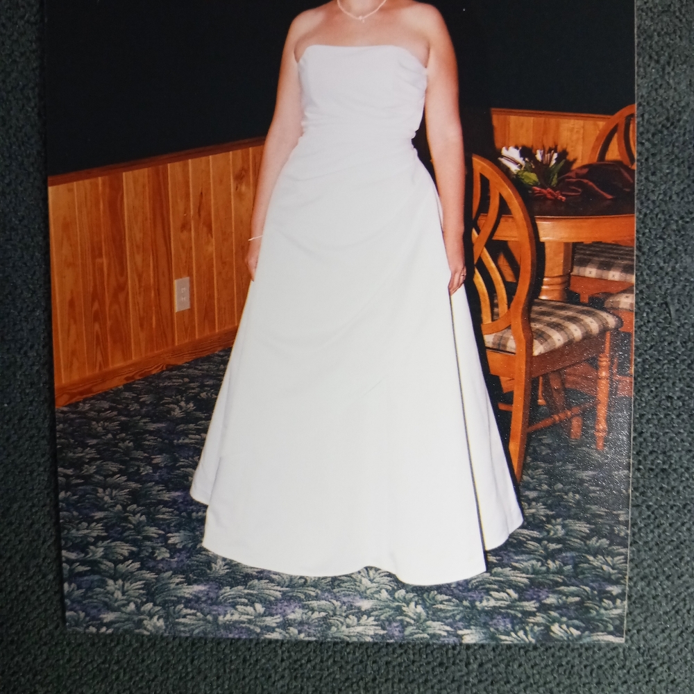 EUC David's Bridal strapless wedding dress by Michaelangelo - 14 - Picture 2 of 11